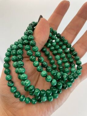 ONE Malachite Bead Stretch Bracelet- 6mm (0060)